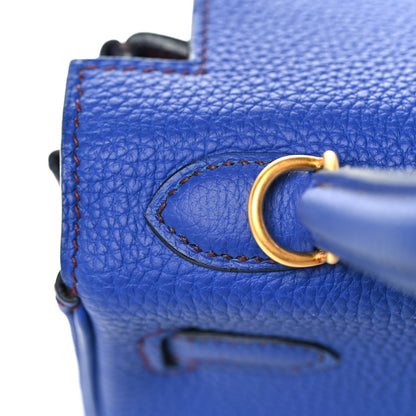 Hermes Togo Horseshoe Kelly Retourne 25 Bleu Electrique Bordeaux 12 of 38