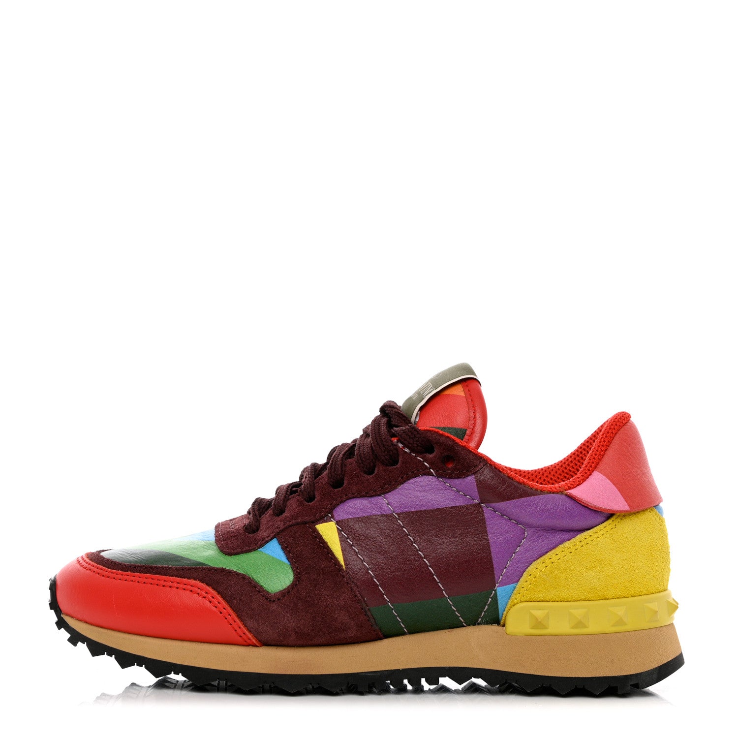 Valentino Garavani Calfskin Rockstud 1973 Womens Rockrunner Sneakers 35 Multicolor 1 of 12