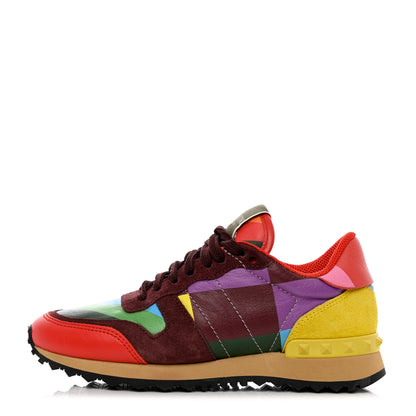 Valentino Garavani Calfskin Rockstud 1973 Womens Rockrunner Sneakers 35 Multicolor 1 of 12