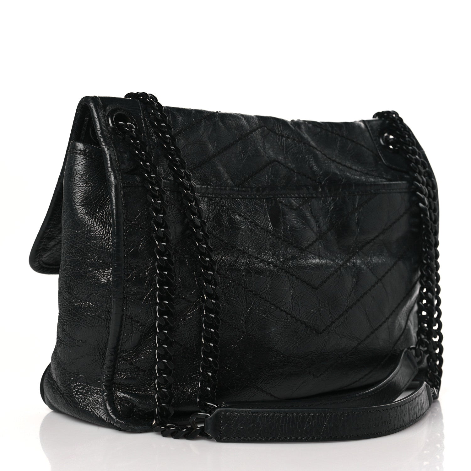 Saint Laurent Crinkled Calfskin Matelasse Monogram Medium Niki Chain Satchel Black 3 of 9