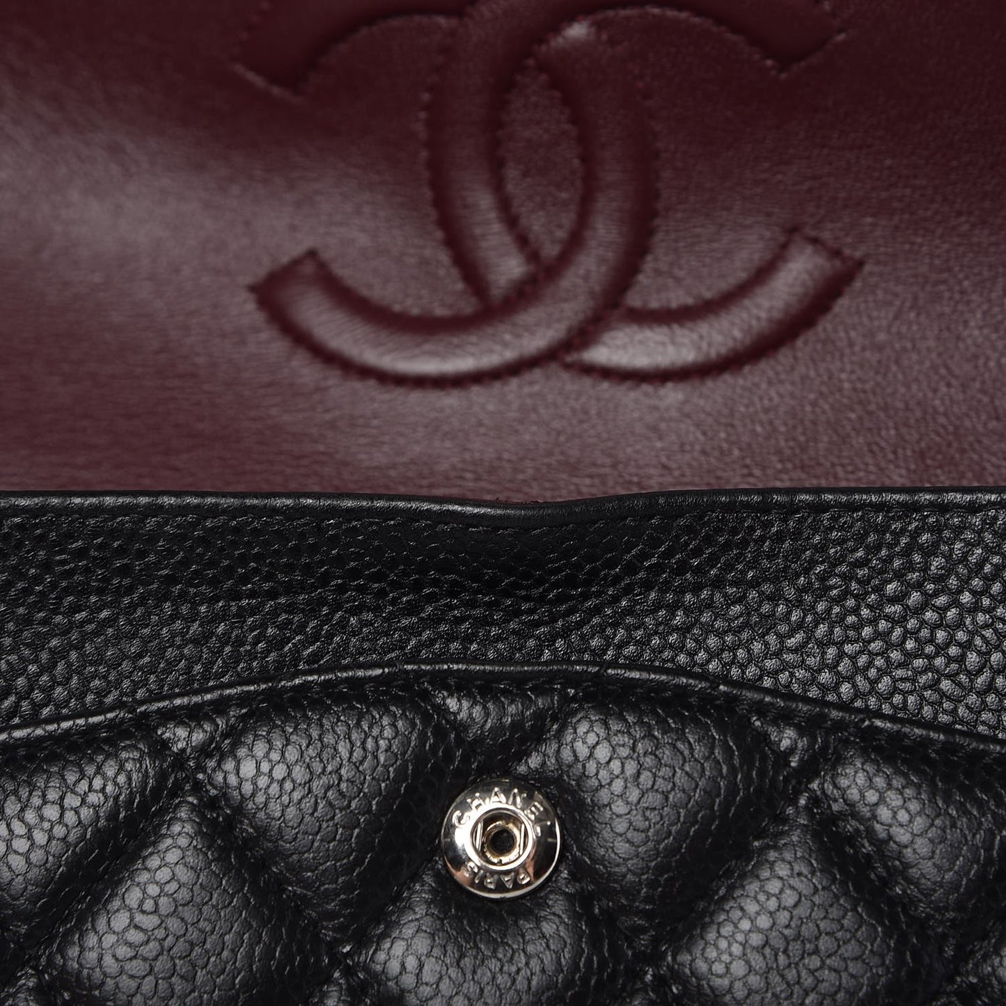 Caviar Quilted Medium Double Flap Black