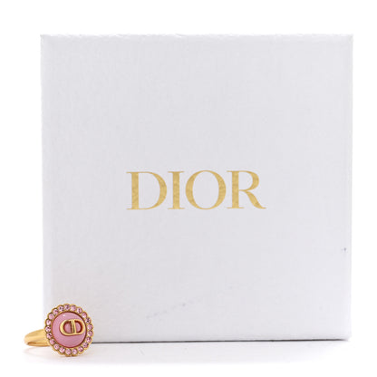 Christian Dior Metal Crystal Glass Petit CD Baroque Ring M 52 6 Gold Pink 6 of 6