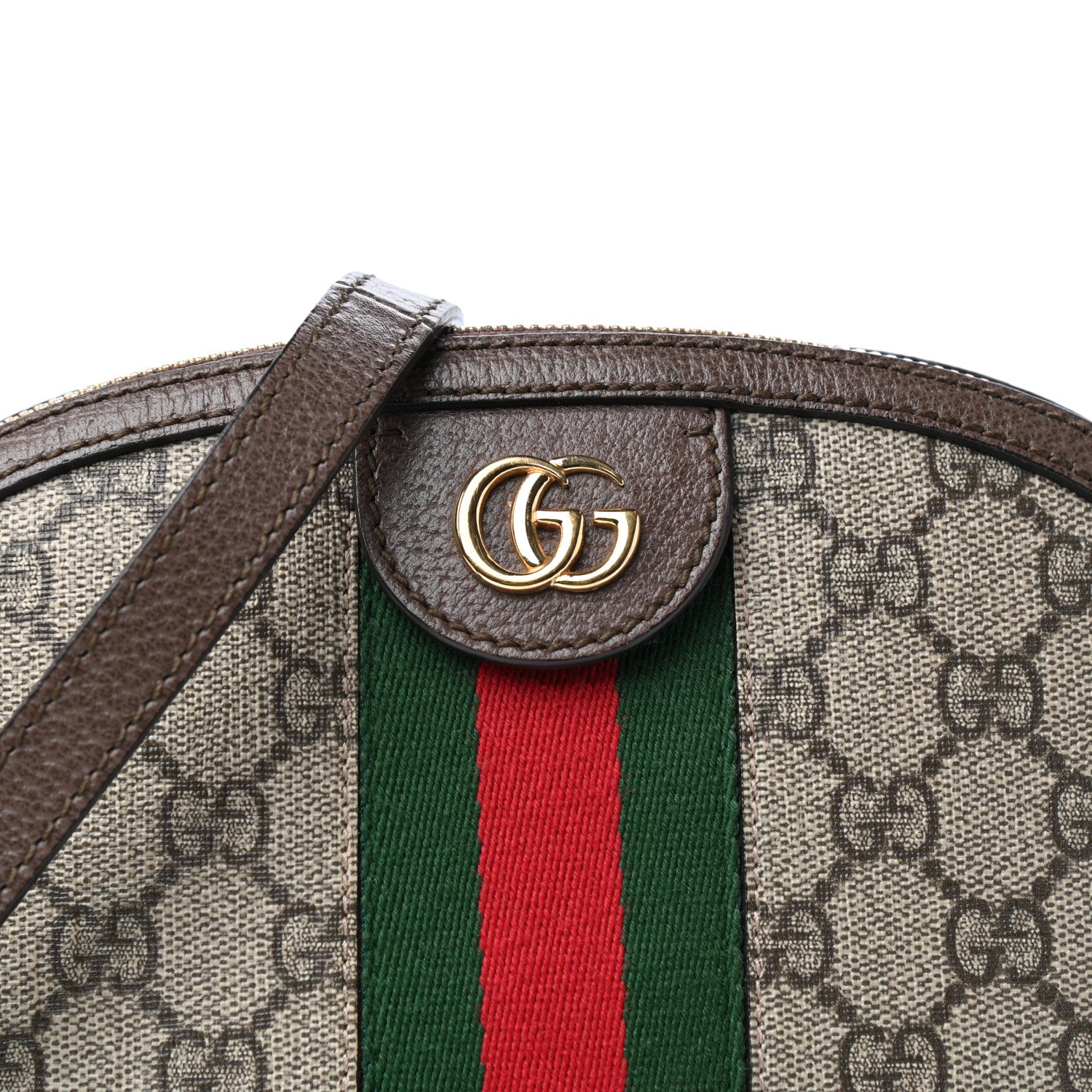 Gucci GG Supreme Monogram Textured Dollar Calfskin Web Small Ophidia Dome Shoulder Bag Beige Ebony New Acero 10 of 10