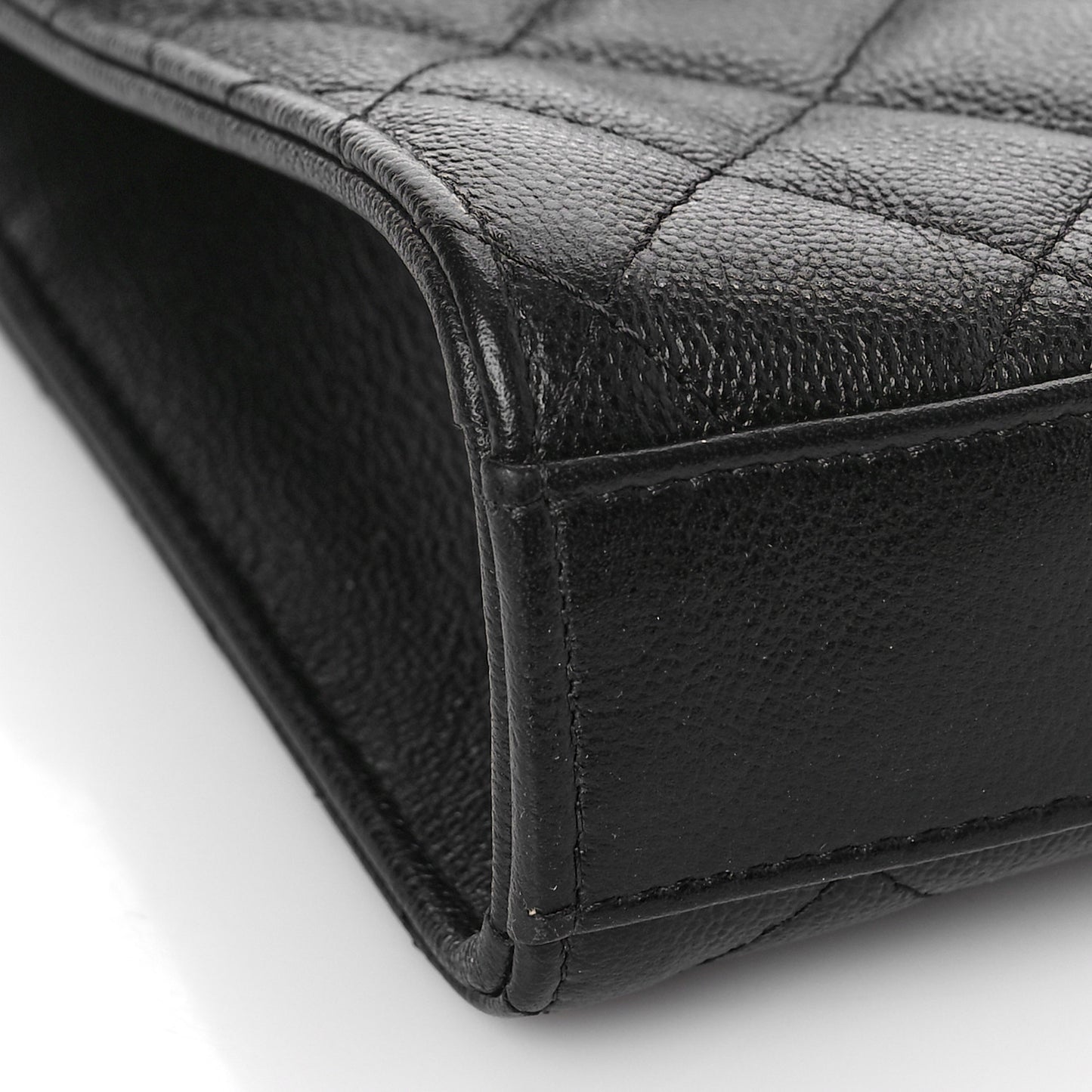 Grained Calfskin Quilted CC Box Clutch With Chain Black