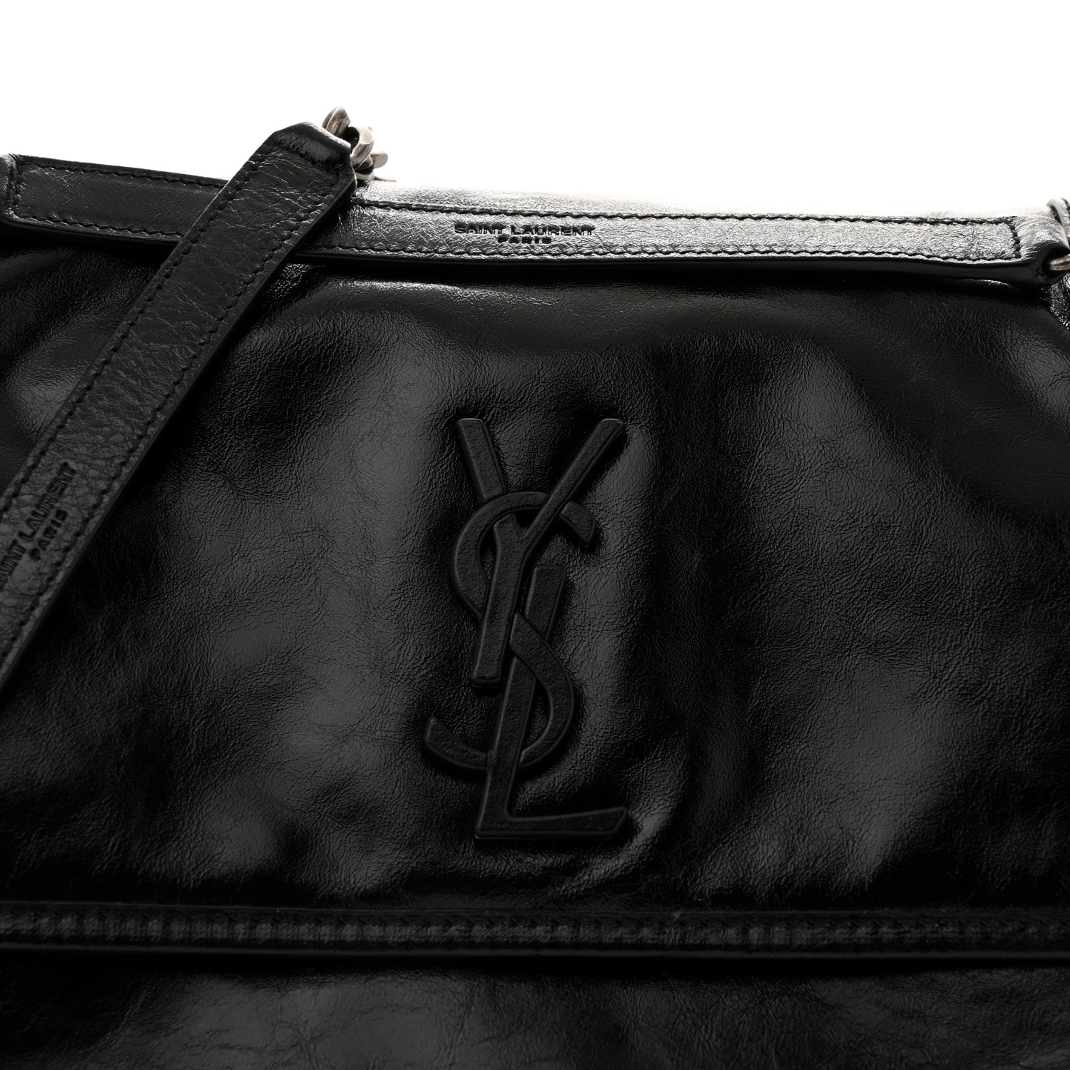 Saint Laurent Crinkled Calfskin Monogram Medium Niki Chain Satchel Black 8 of 11