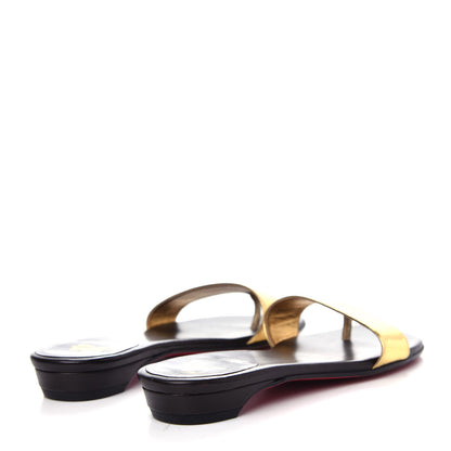 Christian Louboutin Metallic Patent Flat Slide Sandals 36.5 Gold 4 of 9
