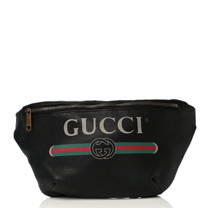 Gucci Grained Calfskin Logo Belt Bag Black 1 of 13