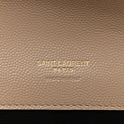Saint Laurent Grain De Poudre Textured Mixed Matelasse Triquilt Monogram Clutch Dark Beige 6 of 11