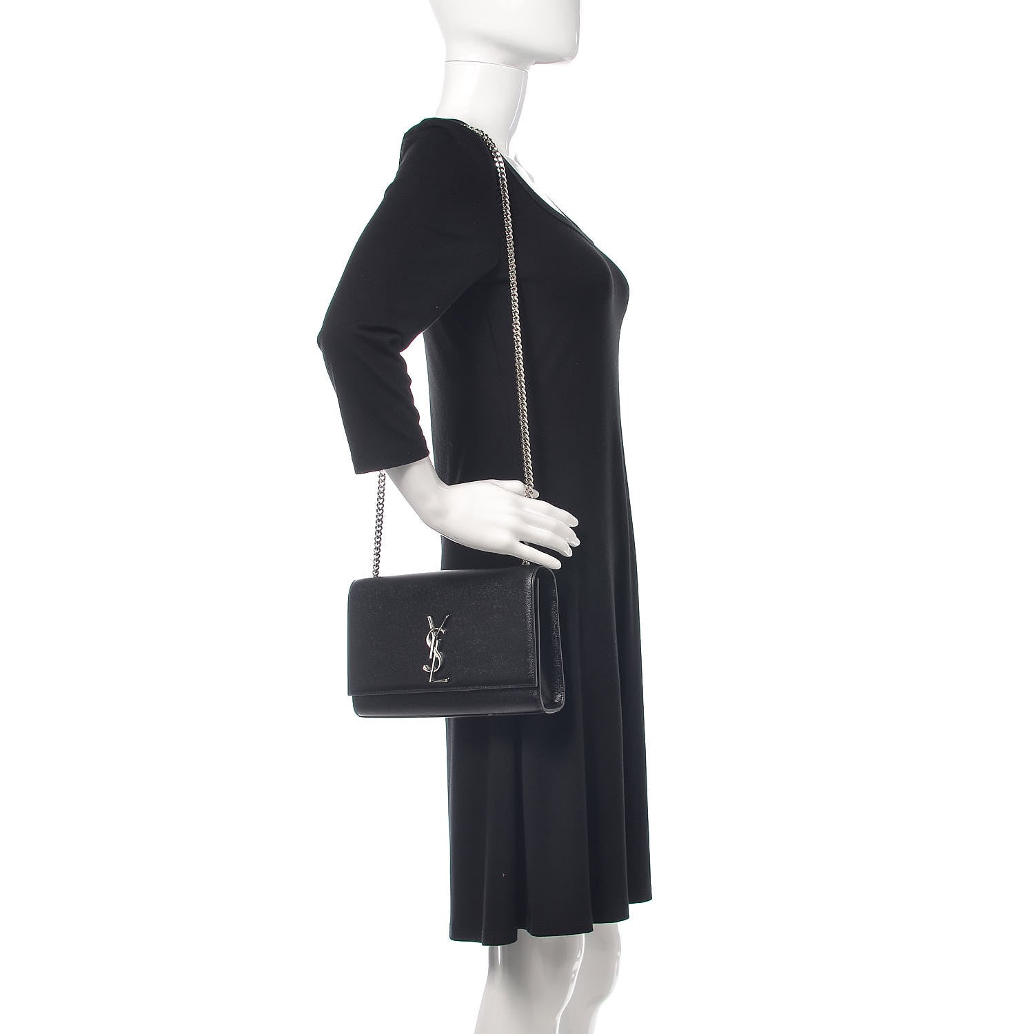Saint Laurent Grain De Poudre Medium Classic Monogram Kate Satchel Black 2 of 10