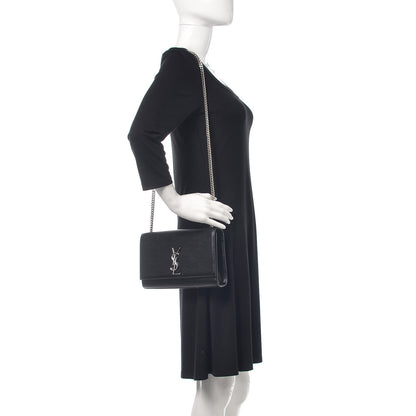 Saint Laurent Grain De Poudre Medium Classic Monogram Kate Satchel Black 2 of 10
