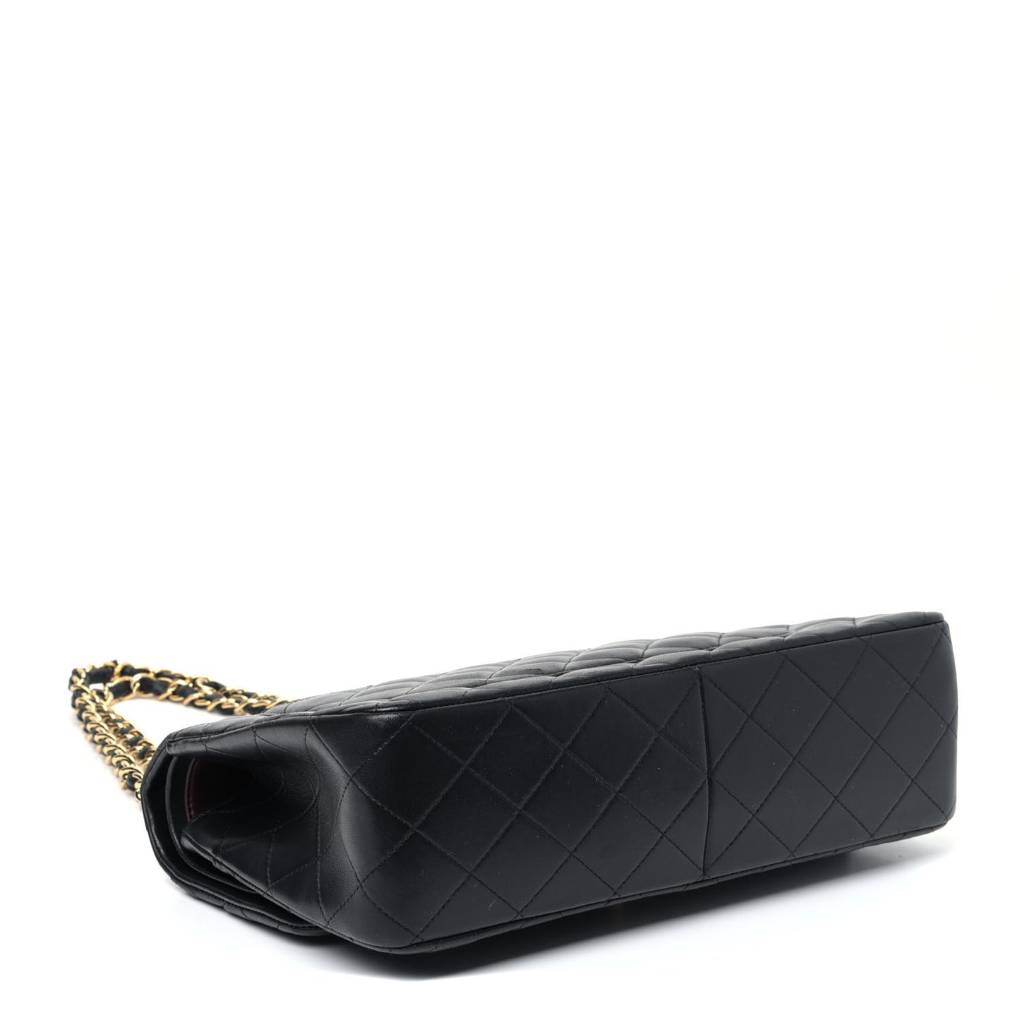 Lambskin Quilted Jumbo Double Flap Black