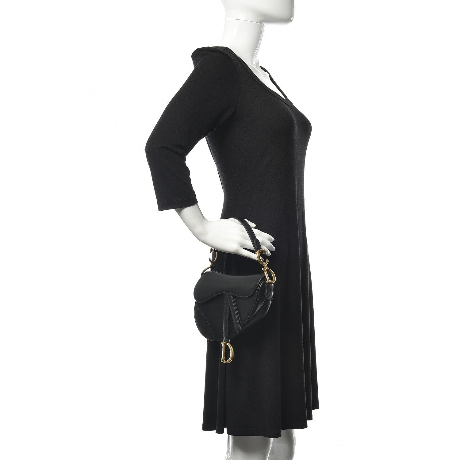 Christian Dior Calfskin Mini Saddle Bag Black 2 of 10