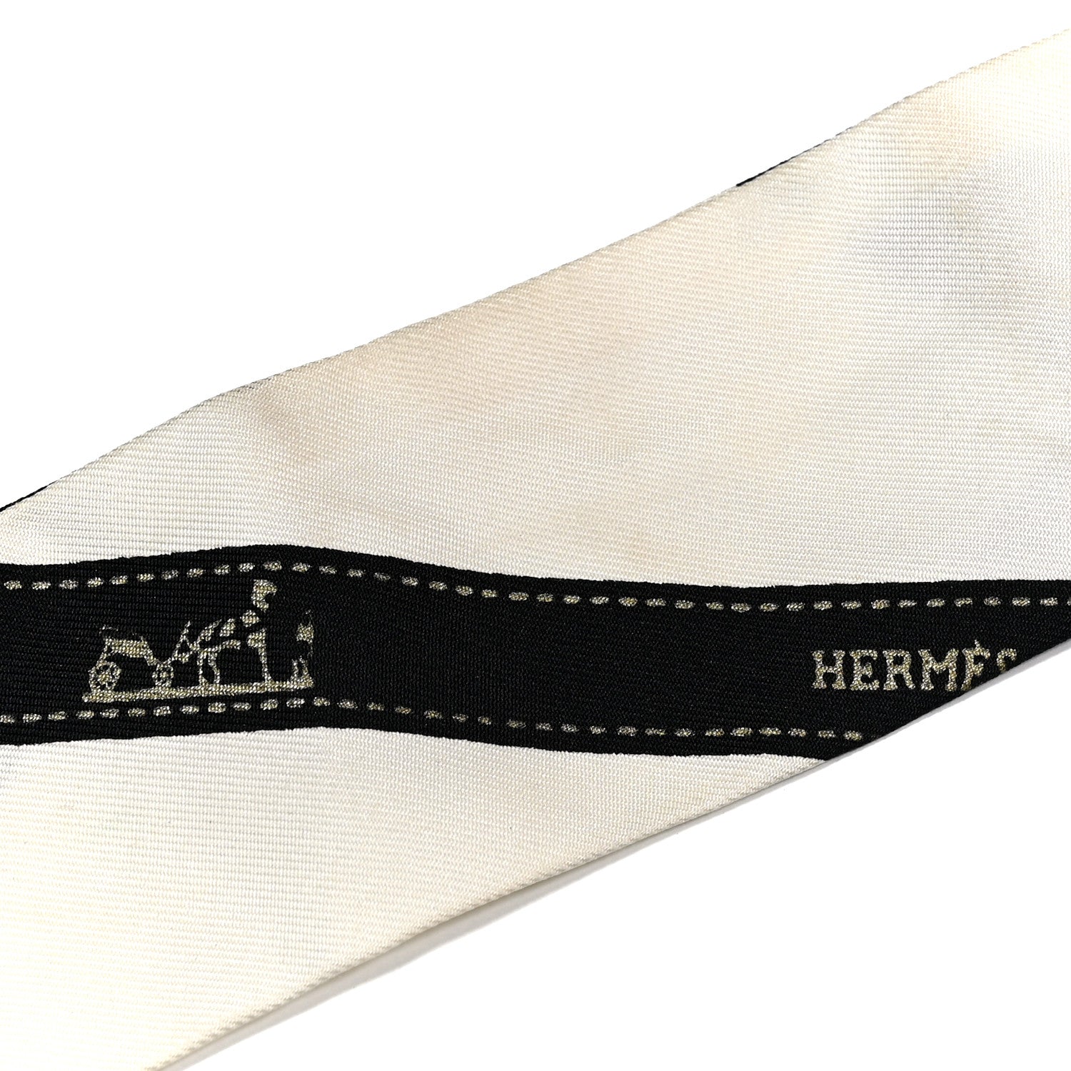 Hermes Silk Bolduc Twilly White Black 5 of 5