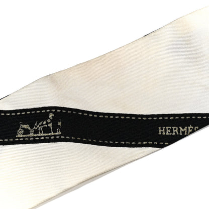 Hermes Silk Bolduc Twilly White Black 5 of 5