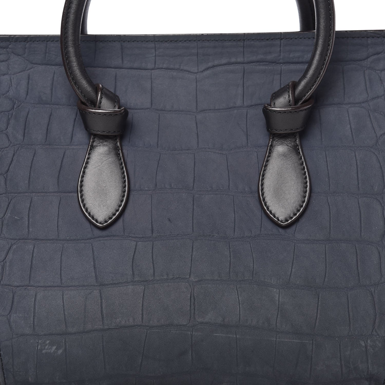 Celine Smooth Calfskin Nubuck Crocodile Embossed Mini Tie Knot Tote Navy 12 of 12