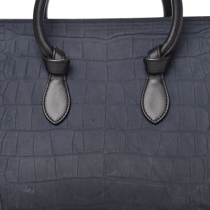 Celine Smooth Calfskin Nubuck Crocodile Embossed Mini Tie Knot Tote Navy 12 of 12