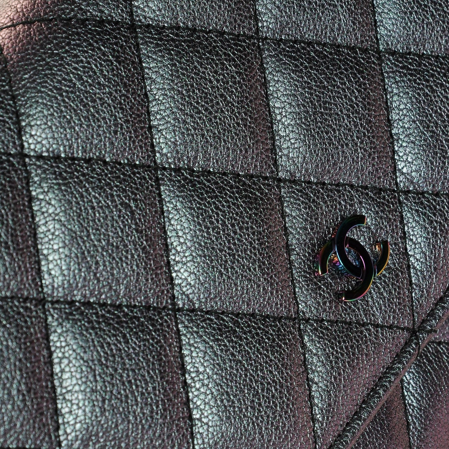 Iridescent Goatskin Quilted Wallet On Chain WOC Purple