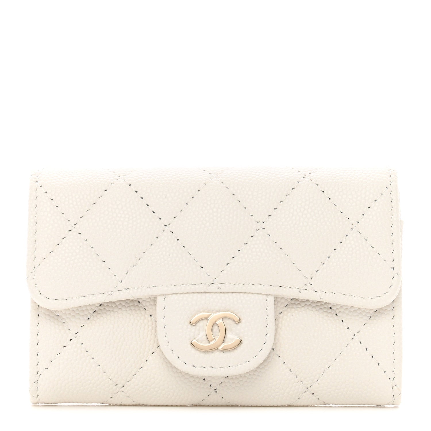Chanel Caviar Quilted Flap Card Holder Wallet White 1 of 10