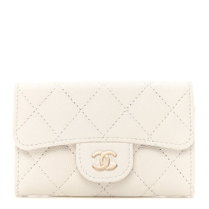 Chanel Caviar Quilted Flap Card Holder Wallet White 1 of 10