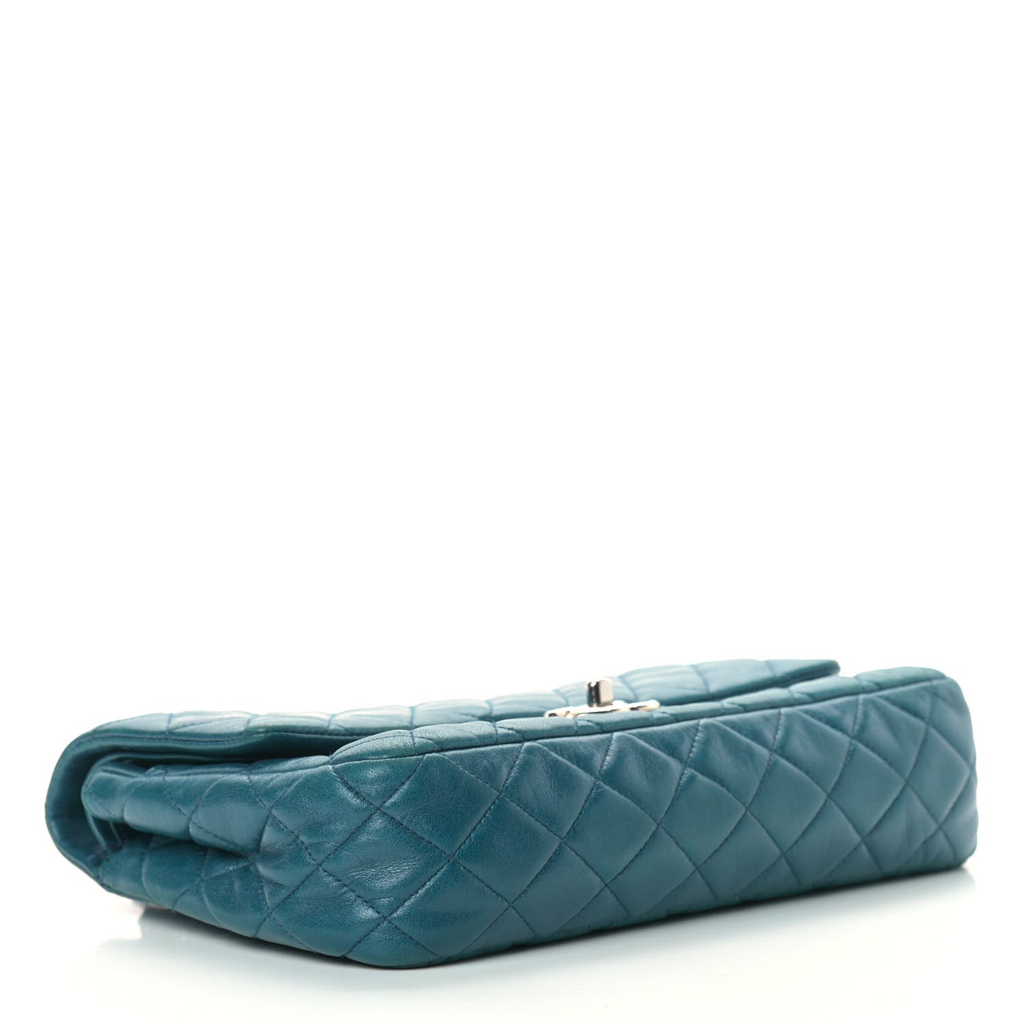 Lambskin Quilted Medium Double Flap Dark Green