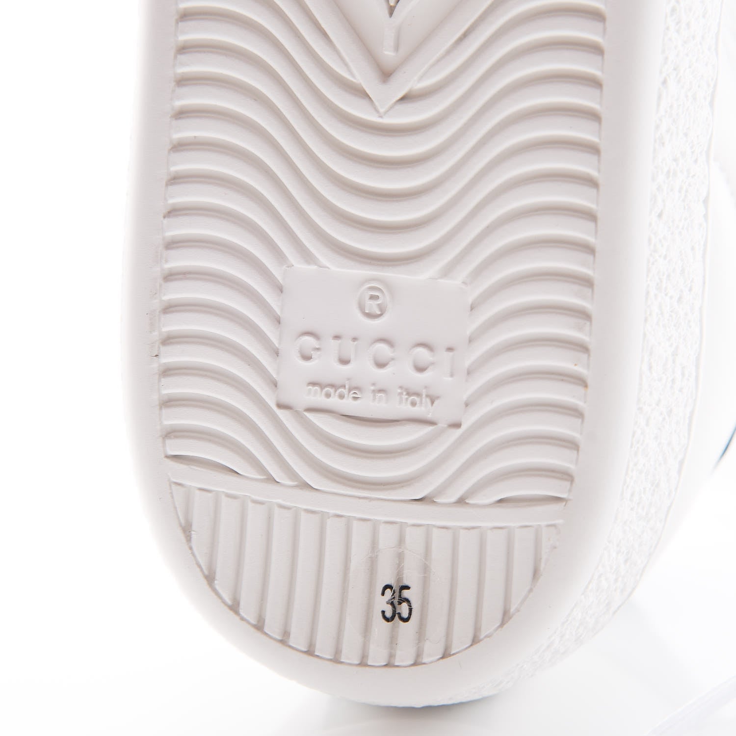 Gucci Calfskin Ayers Bee Embroidered Womens Ace Sneakers 35 White Green 8 of 9