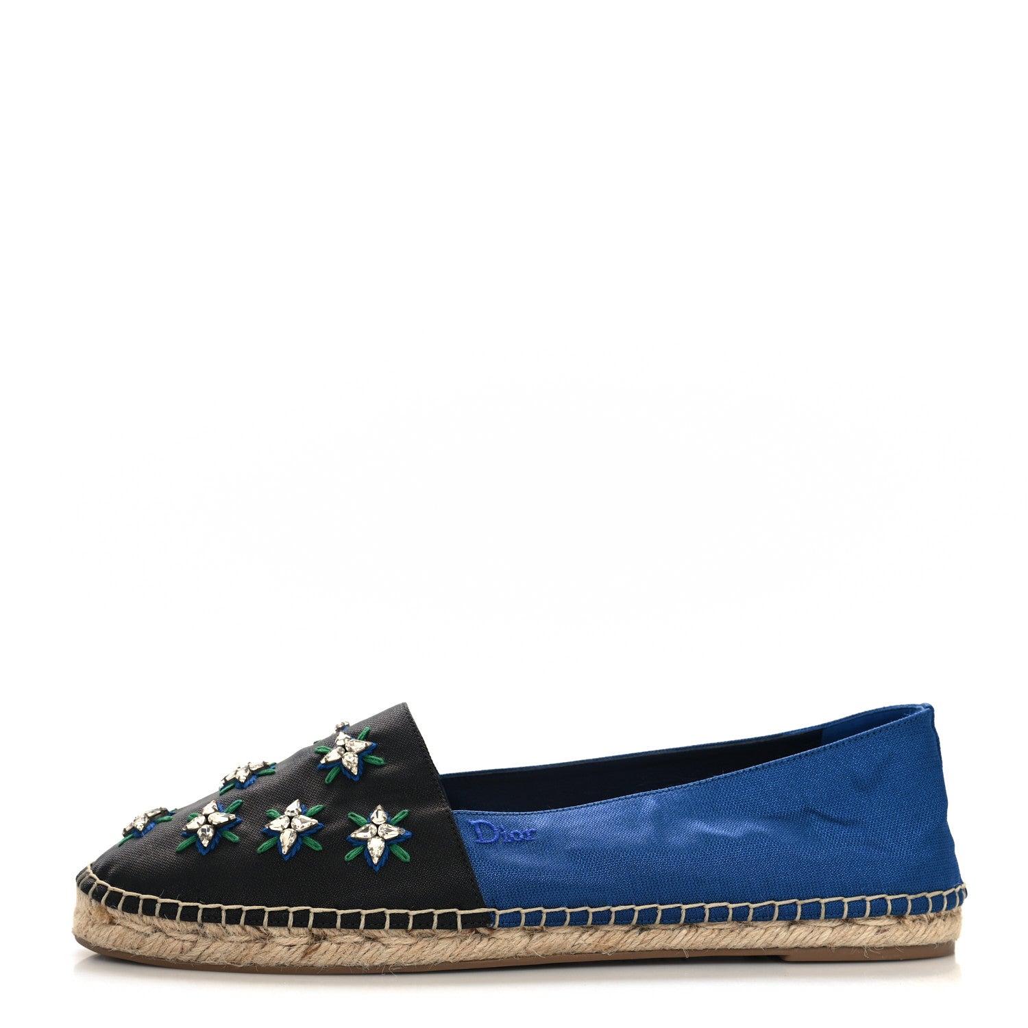 Christian Dior Crystal Embellished Riviera Espadrilles 41 Black Green 1 of 9