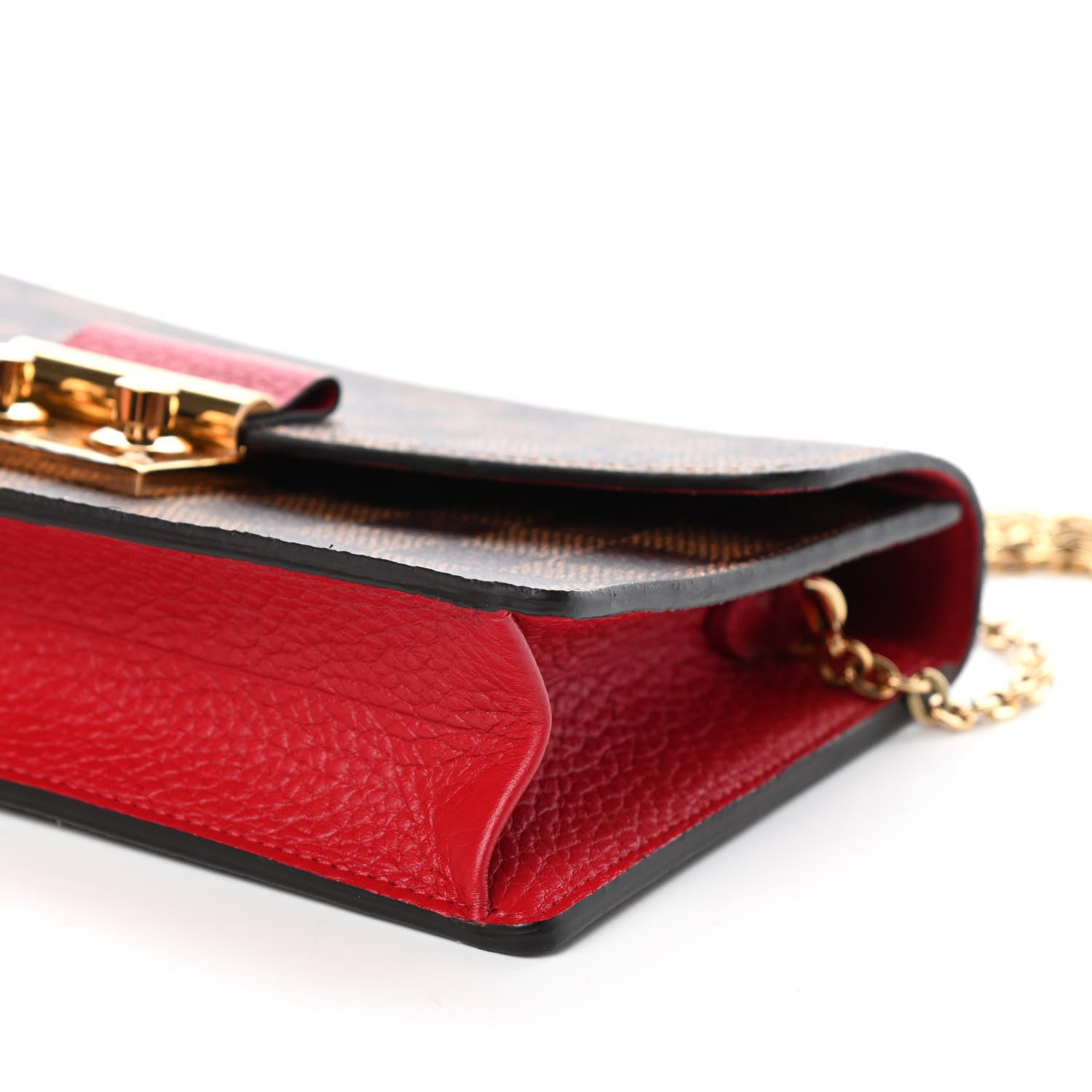 Louis Vuitton Damier Ebene Croisette Chain Wallet Scarlet 8 of 9