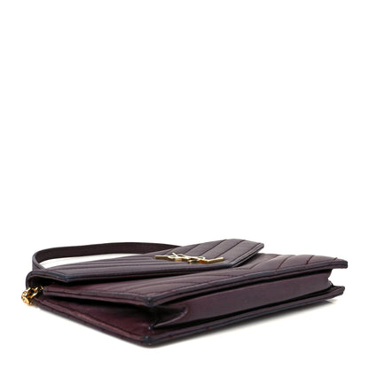 Saint Laurent Calfskin Matelasse Chevron Monogram Envelope Chain Wallet Rouge Legion 4 of 11