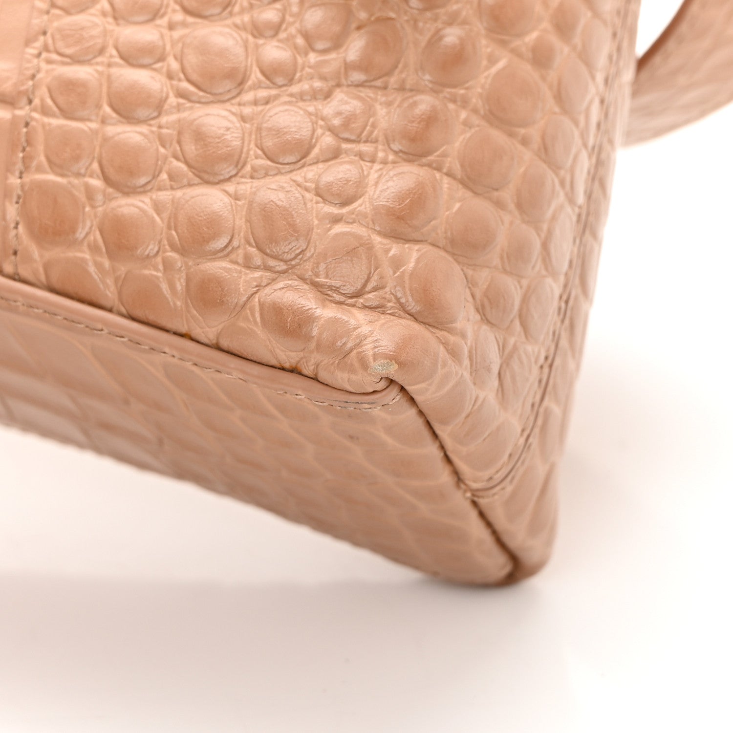 Balenciaga Extra Supple Calfskin Crocodile Embossed XS Downtown Shoulder Bag Nude Beige 15 of 17