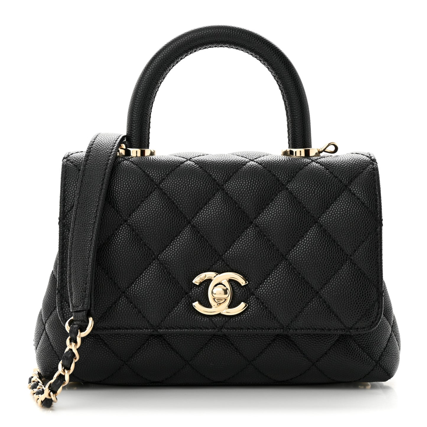Caviar Quilted Extra Mini Coco Handle Flap Black