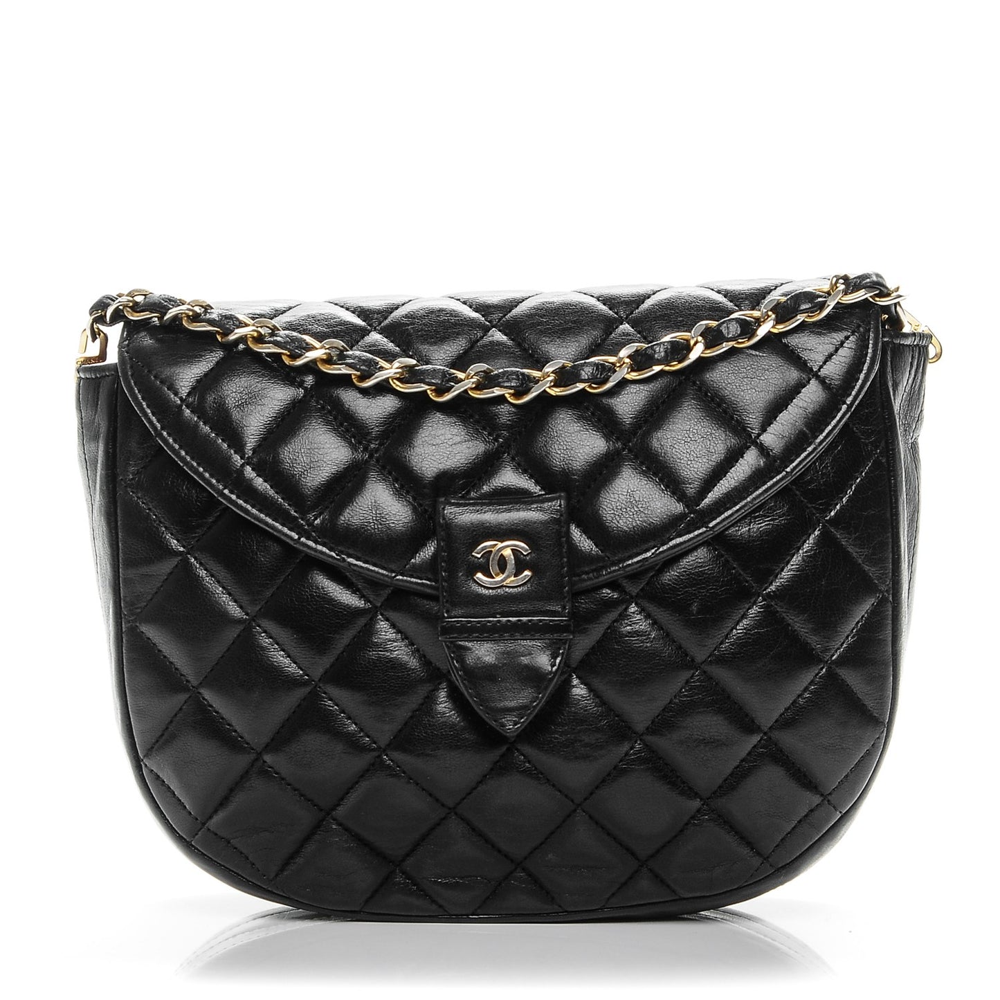 Lambskin Quilted Shoulder Bag Black