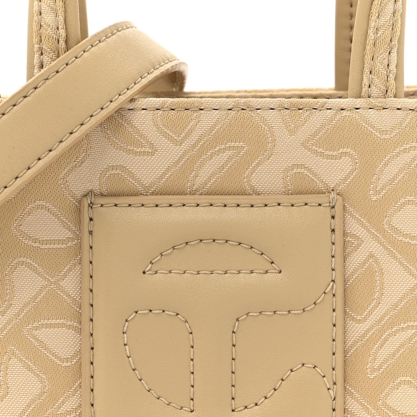 Monogram Jacquard Small Shopping Bag Cream