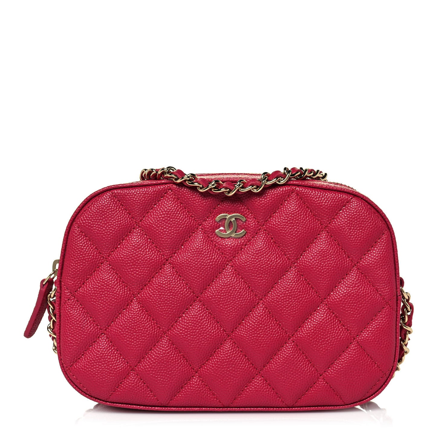 Caviar Quilted Camera Case Dark Pink