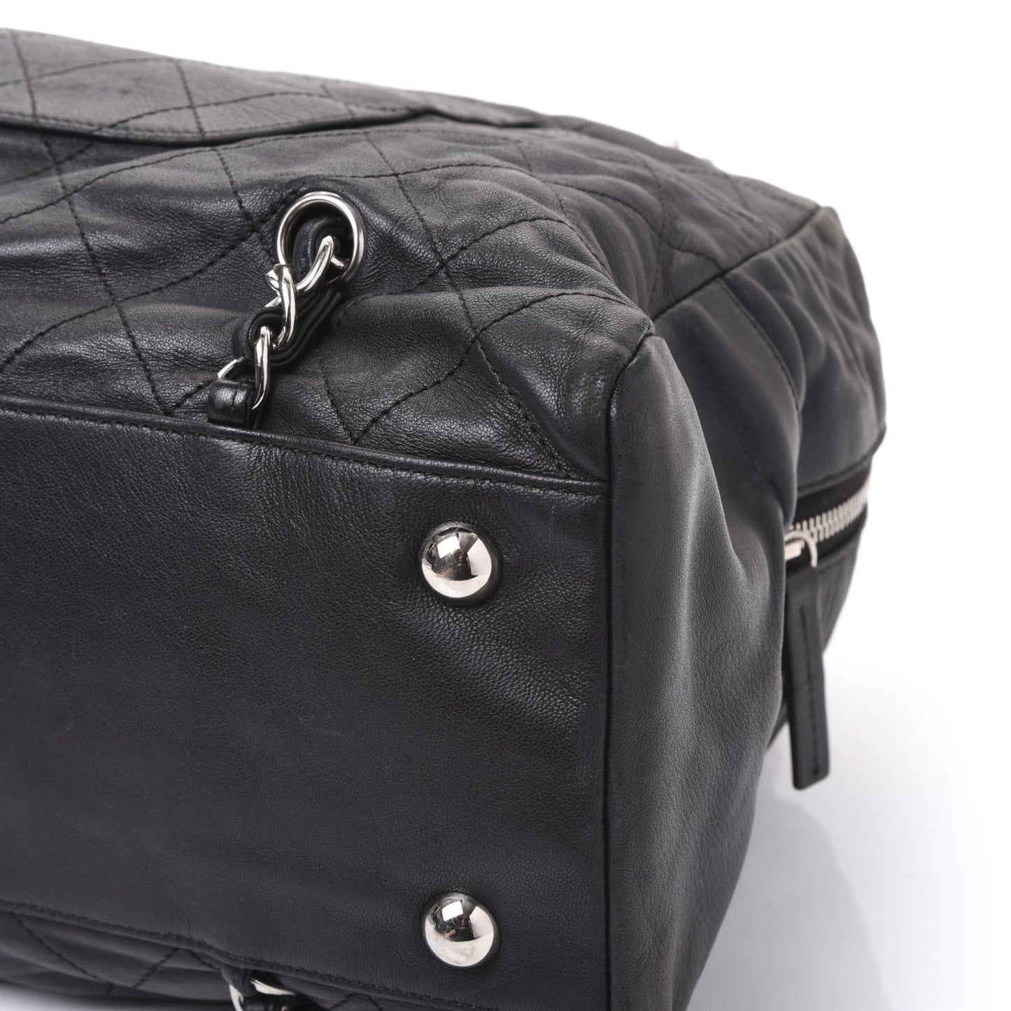 Lambskin Stitched Shoulder Bag Black