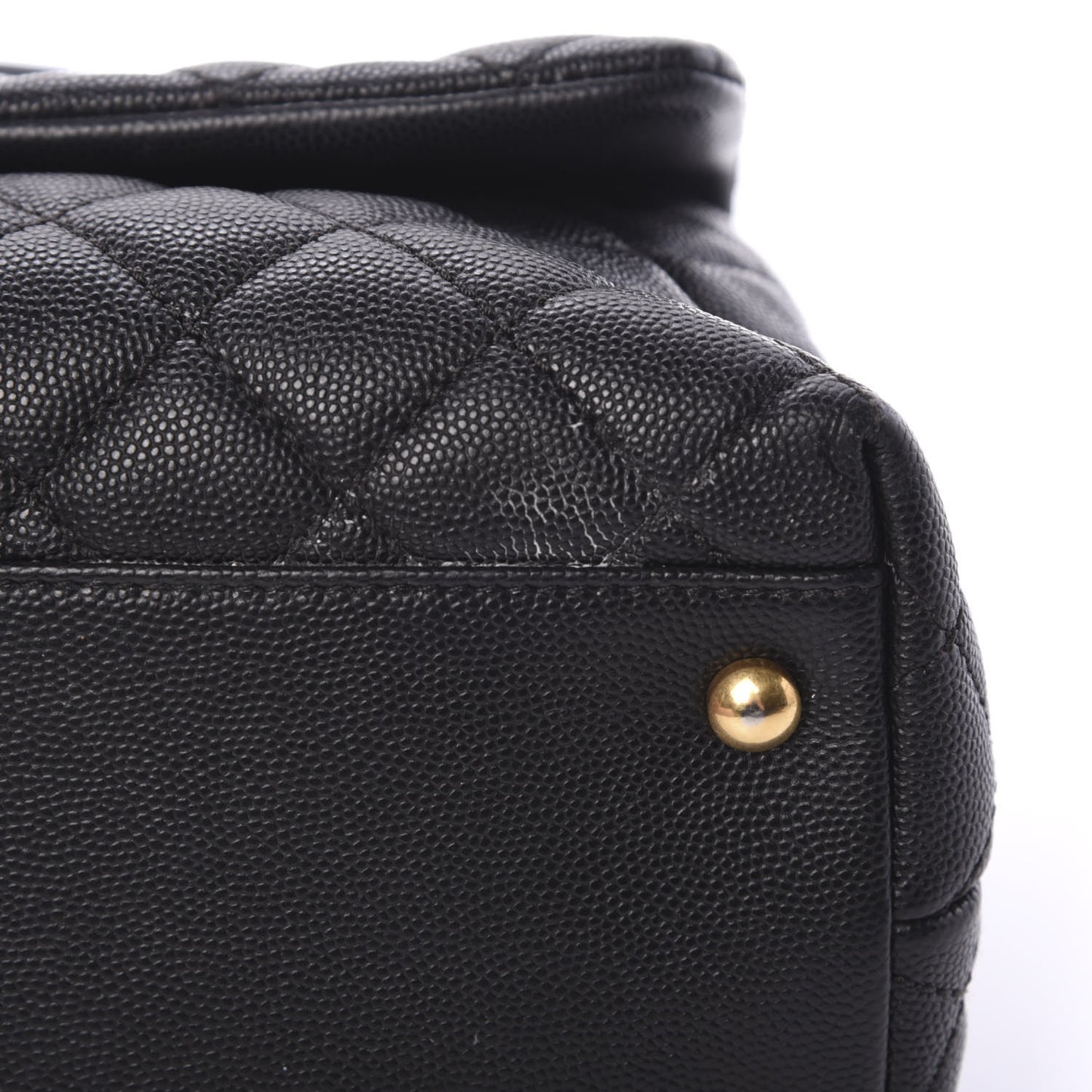 Caviar Quilted Small Coco Handle Flap Black