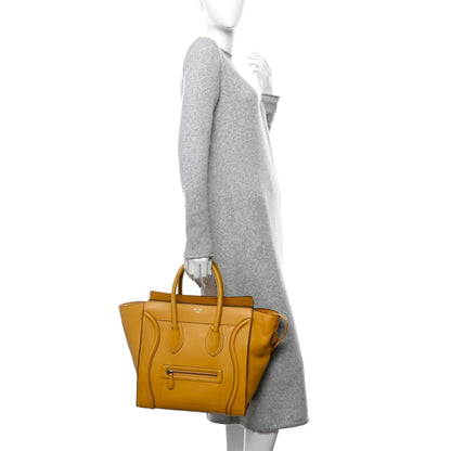 Celine Drummed Calfskin Mini Luggage Ocre 2 of 14