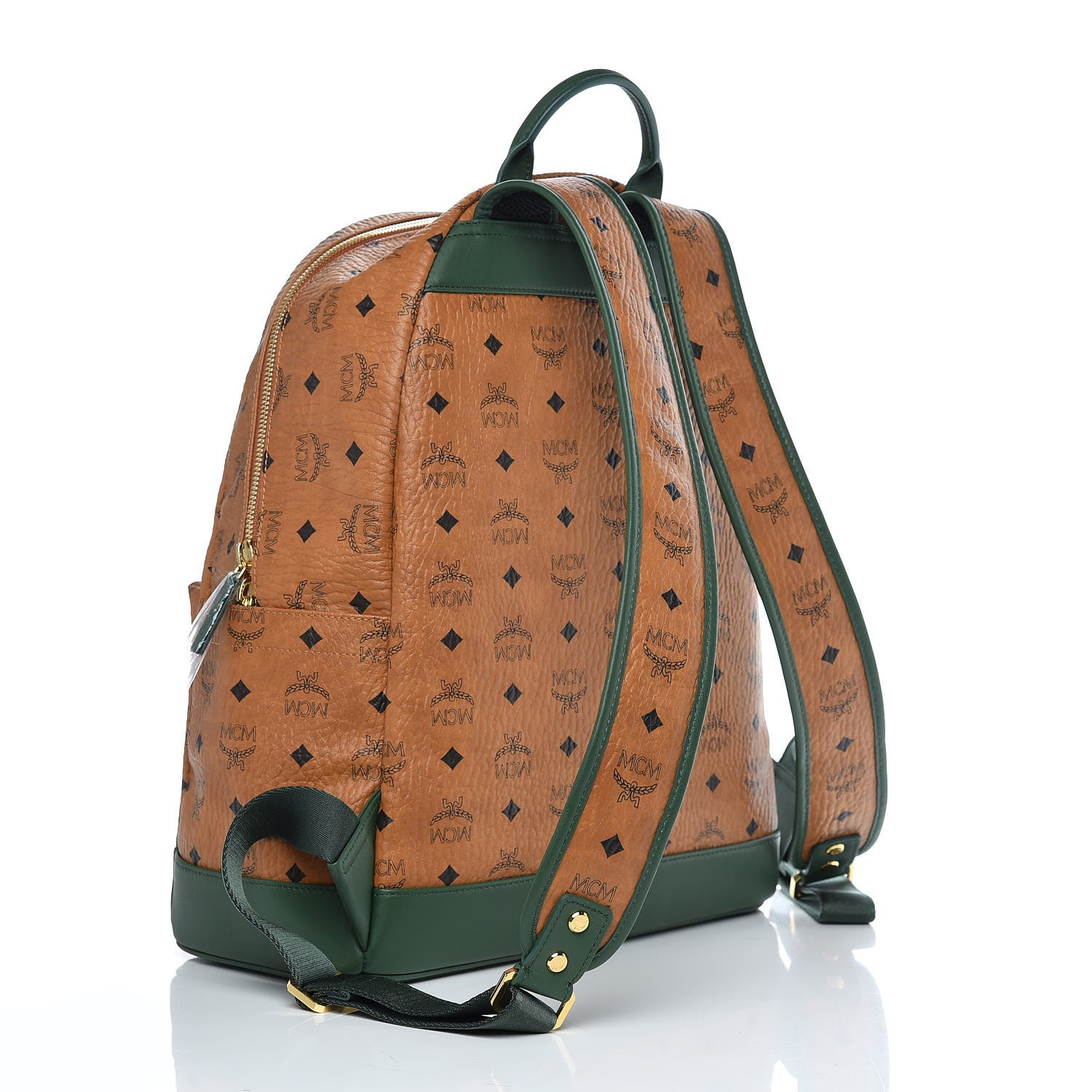 MCM Visetos Medium Stark Backpack Cognac Safari Green 3 of 10