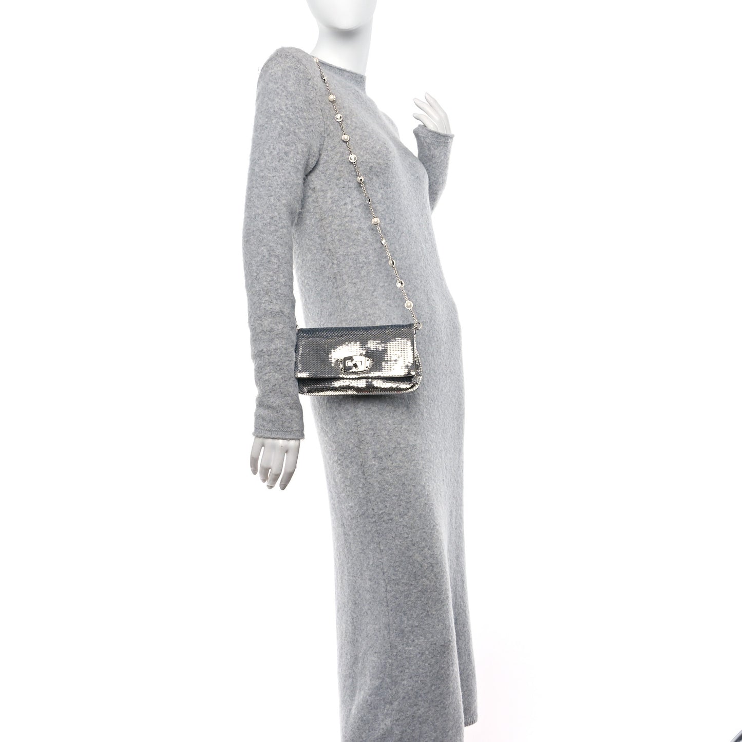 Paillettes Crystal Sequin Flap Argento