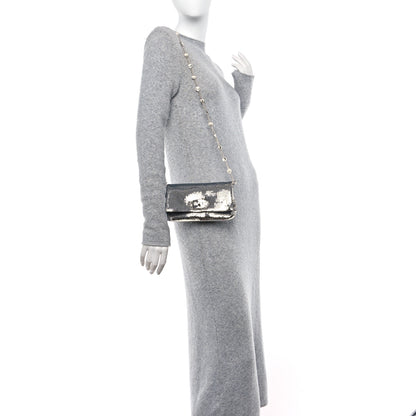 Miu Miu Paillettes Crystal Sequin Flap Argento 2 of 9