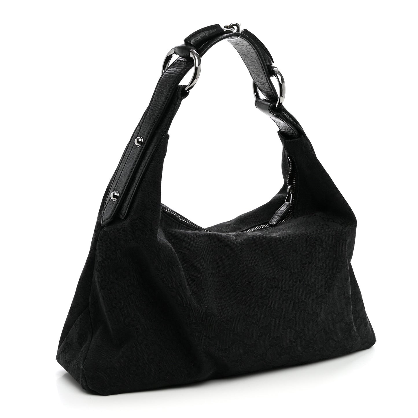 Monogram Medium Horsebit Chain Hobo Black
