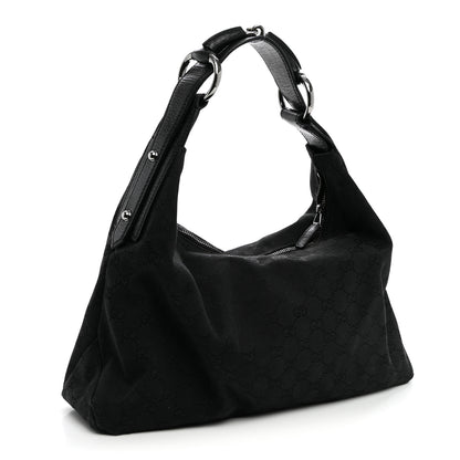 Gucci Monogram Medium Horsebit Chain Hobo Black 3 of 11