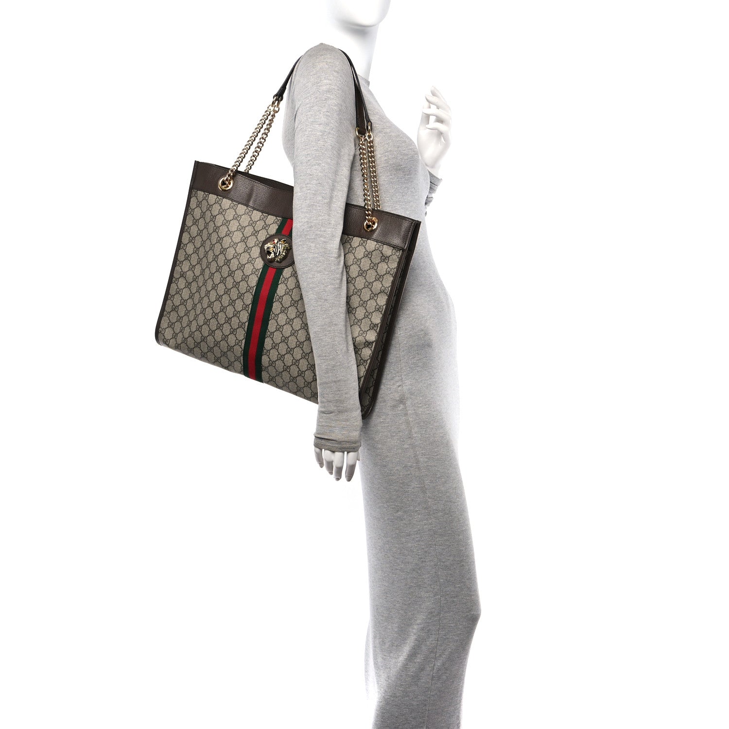 Gucci GG Supreme Monogram Large Rajah Chain Tote Beige New Acero 3 of 11