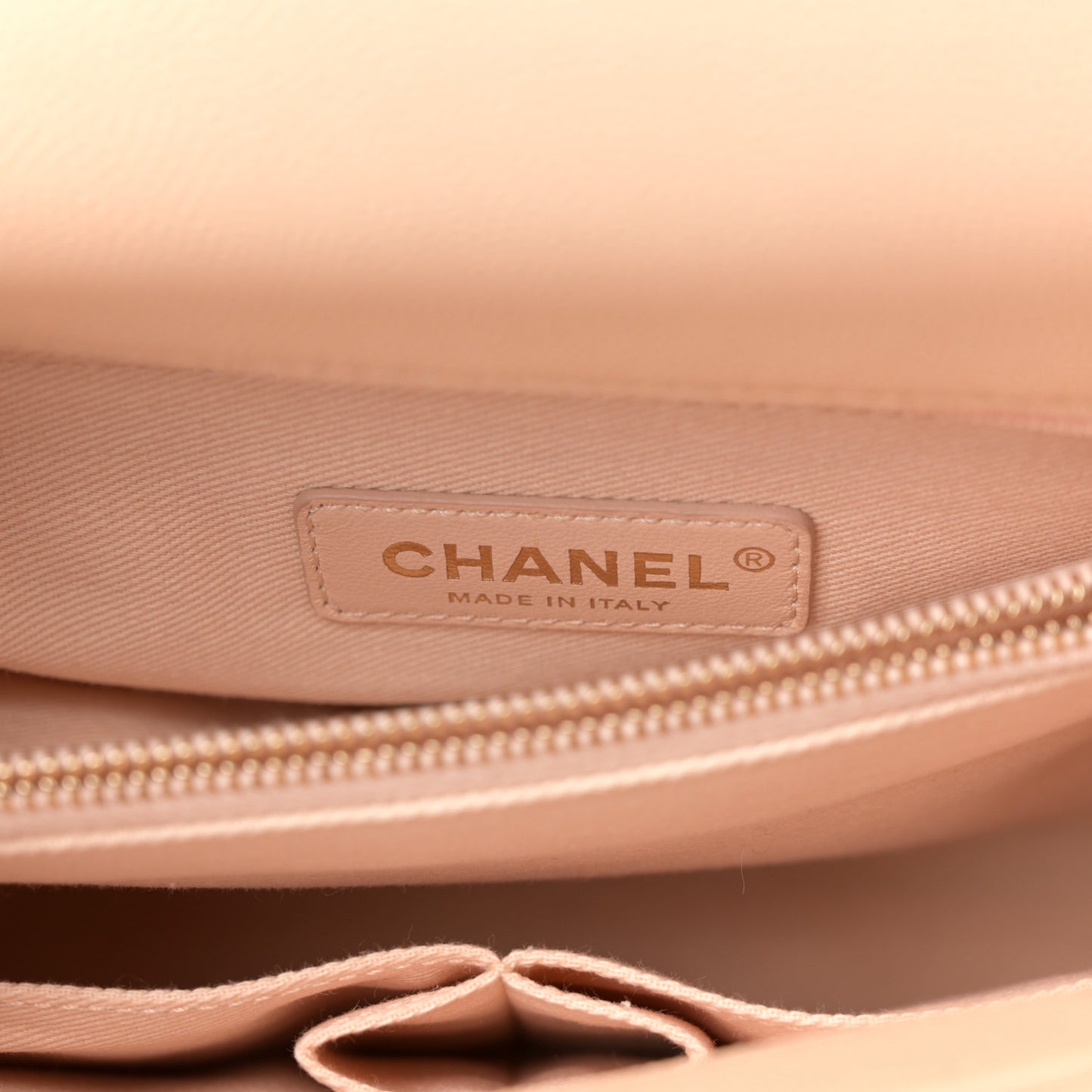 Caviar Quilted Small Coco Handle Flap Beige