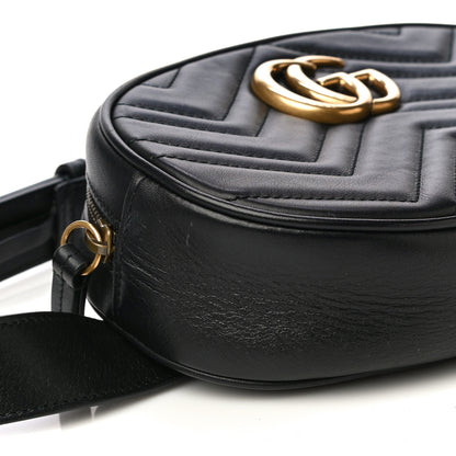 Gucci Calfskin Matelasse GG Marmont Belt Bag 85 34 Black 10 of 13