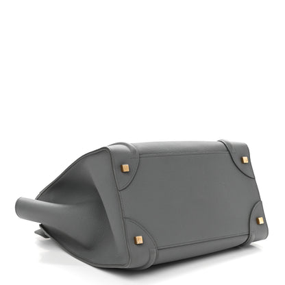 Celine Drummed Calfskin Mini Luggage Kohl 4 of 9