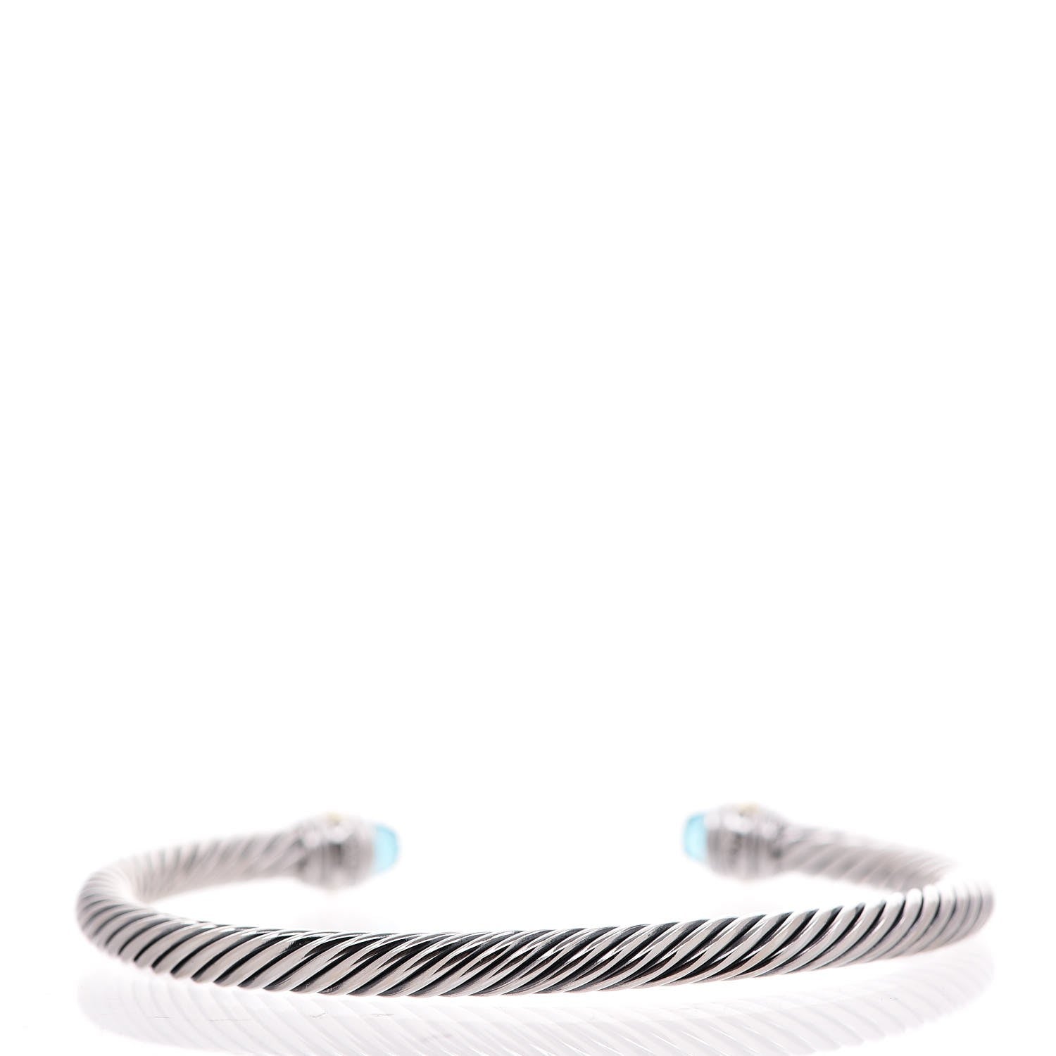 David Yurman Sterling Silver 14K Yellow Gold Blue Topaz 5mm Cable Classics Bracelet 3 of 5