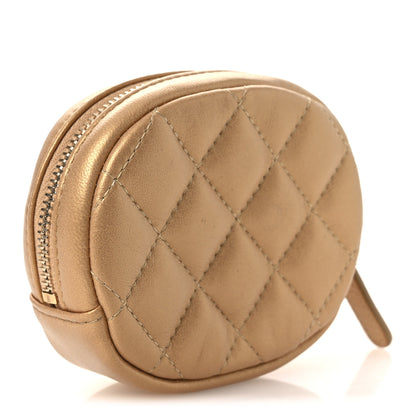 Chanel Metallic Lambskin Quilted Zip Around Classic Coin Purse Gold 3 of 11