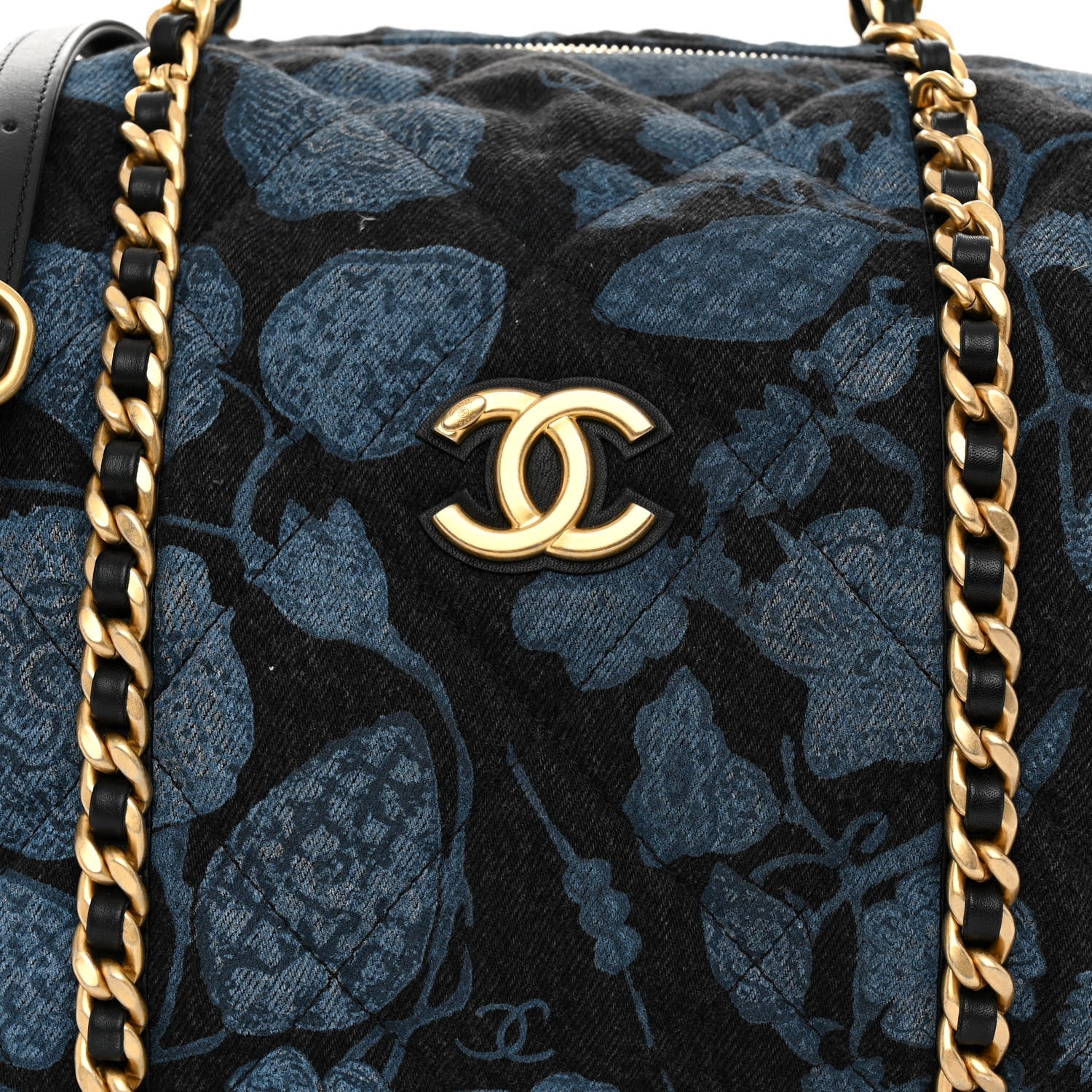 Chanel Denim Printed Destination Chenonceau Shoulder Bag Blue Black 8 of 10