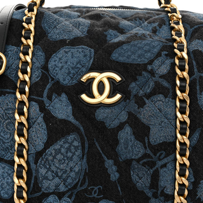 Chanel Denim Printed Destination Chenonceau Shoulder Bag Blue Black 8 of 10
