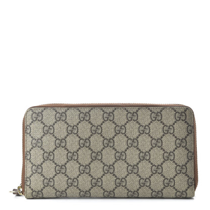 Gucci GG Supreme Monogram Cuoio Toscano Zip Around Organizer Wallet Beige Ebony Cuir 1 of 9